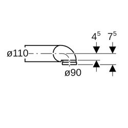 Geberit PE Anschlussbogen 90 Grad für Wand-WC, rechts gekröpft, mit Erweiterung, d 1... GEBERIT-367914161 4025416033127 (Abb. 1)
