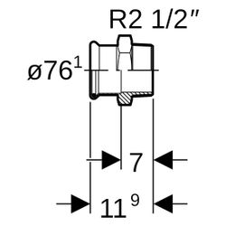 Geberit Mapress Therm Übergang mit Außengewinde D 76,1mm, R 2 1/2", 41713... GEBERIT-41713 4025410096258 (Abb. 1)