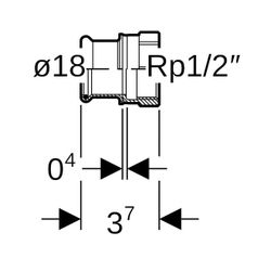 Geberit Mapress Edelstahl Übergang mit Innengewinde d 18mm, Rp 1/2″... GEBERIT-31803 4024723318033 (Abb. 1)