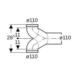 Geberit PE Doppelanschlussbogen 90 Grad gekröpft, für Wand-WC Außendurchmesser 110mm... GEBERIT-367904161 4025416033097 (Abb. 1)