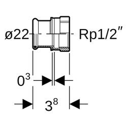 Geberit Mapress C-Stahl Übergang mit Innengewinde D 22mm, Rp 1/2", 21805... GEBERIT-21805 4024723218050 (Abb. 1)