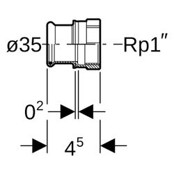 Geberit Übergang Mapress C-Stahl 21820 gerade, 35mm x Rp 1", Stahl, verzinkt... GEBERIT-21820 4024723218203 (Abb. 1)