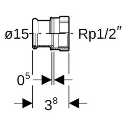 Geberit Mapress Kupfer Übergang mit Innengewinde, D 15mm, Rp 1/2", Rotguss bleifrei... GEBERIT-61802 4024723618027 (Abb. 1)