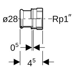 Geberit Mapress Kupfer Übergang mit Innengewinde, D 28mm, Rp 1", Rotguss bleifrei... GEBERIT-61809 4024723618096 (Abb. 1)