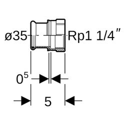 Geberit Mapress Kupfer Übergang mit Innengewinde, D 35mm, Rp 1 1/4", Rotguss bleifrei... GEBERIT-61811 4024723618119 (Abb. 1)