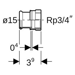 Geberit Mapress Kupfer Übergang mit Innengewinde Gas, D 15mm, Rp 3/4", Rotguss bleifrei... GEBERIT-34693 4024723346937 (Abb. 1)