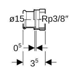 Geberit Mapress Therm Übergang mit Innengewinde d 15mm, Rp 3/8″... GEBERIT-41801 4025410096364 (Abb. 1)