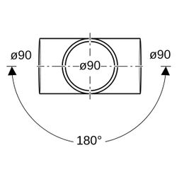 Geberit Silent db20 Bogenabzweig 88,5 Grad zweifach D 90mm, D1 90mm, 308082141... GEBERIT-308082141 4025416503958 (Abb. 1)