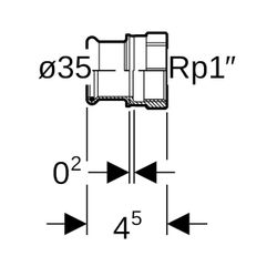 Geberit Mapress Therm Übergang mit Innengewinde d 35mm, Rp 1″... GEBERIT-41820 4025410096470 (Abb. 1)