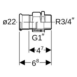 Geberit Mapress Edelstahl Übergangsverschraubung mit Außengewinde D 22mm, R 3/4"... GEBERIT-35335 4024723353355 (Abb. 1)