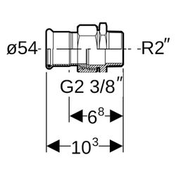 Geberit Mapress Edelstahl Übergangsverschraubung mit Außengewinde D 54mm, R 2"... GEBERIT-35340 4024723353409 (Abb. 1)