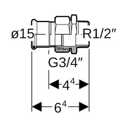 Geberit Mapress Edelstahl Übergangsverschraubung mit Außengewinde d 15mm, R 1/2″, Überwu... GEBERIT-35360 4024723353607 (Abb. 1)