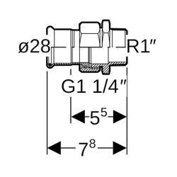 Geberit Mapress Edelstahl Übergangsverschraubung mit Außengewinde D 28mm, R 1", Überwurf... GEBERIT-35367 4024723353676 (Abb. 1)