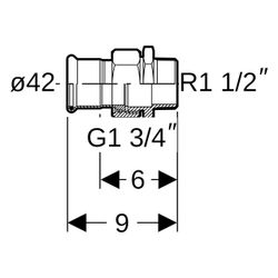 Geberit Mapress Edelstahl Übergangsverschraubung mit Außengewinde D 42mm, R 1 1/2", Über... GEBERIT-35369 4024723353690 (Abb. 1)