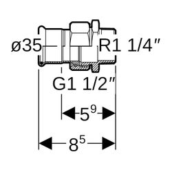 Geberit Mapress Edelstahl Übergangsverschraubung mit Außengewinde, Überwurfmutter aus Cr... GEBERIT-85368 4024723853688 (Abb. 1)