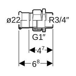 Geberit Mapress C-Stahl Übergangsverschraubung mit Außengewinde d 22mm, R 3/4″... GEBERIT-25335 4024723253358 (Abb. 1)