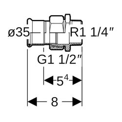 Geberit Mapress C-Stahl Übergangsverschraubung mit Außengewinde d 35mm, R 1 1/4″... GEBERIT-25338 4024723253389 (Abb. 1)