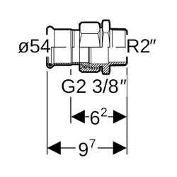 Geberit Mapress C-Stahl Übergangsverschraubung mit Außengewinde d 54mm, R 2″... GEBERIT-25340 4024723253402 (Abb. 1)