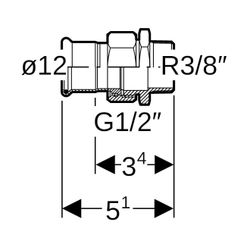 Geberit Mapress Kupfer Übergangsverschraubung mit Außengewinde, d 12mm, R 3/8″, Rotguss ... GEBERIT-65531 4024723655312 (Abb. 1)