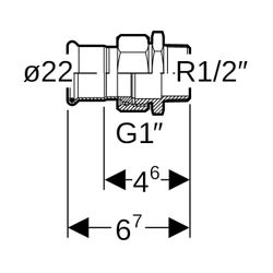 Geberit Mapress Kupfer Übergangsverschraubung mit Außengewinde, d 22mm, R 1/2″, Rotguss ... GEBERIT-65534 4024723655343 (Abb. 1)
