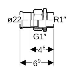 Geberit Mapress Kupfer Übergangsverschraubung mit Außengewinde, d 22mm, R 1″, Rotguss bl... GEBERIT-65544 4024723655442 (Abb. 1)