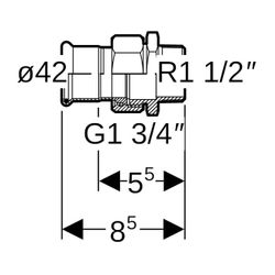 Geberit Mapress Kupfer Übergangsverschraubung mit Außengewinde, d 42mm, R 1 1/2″, Rotgus... GEBERIT-65537 4024723655374 (Abb. 1)
