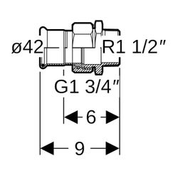 Geberit Mapress Therm Übergangsverschraubung mit Außengewinde d 42mm, R 1 1/2″... GEBERIT-45439 4025410097668 (Abb. 1)