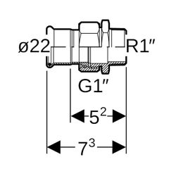 Geberit Mapress Therm Übergangsverschraubung mit Außengewinde d 22mm, R 1″... GEBERIT-45336 4064746040535 (Abb. 1)