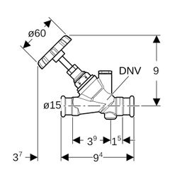 Geberit Mapress Schrägsitz-Absperrventil Außendurchmesser 15mm, 10 bar... GEBERIT-94882 4024723948827 (Abb. 1)