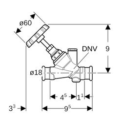 Geberit Mapress Schrägsitz-Absperrventil Außendurchmesser 18mm, 10 bar... GEBERIT-94883 4024723948834 (Abb. 1)