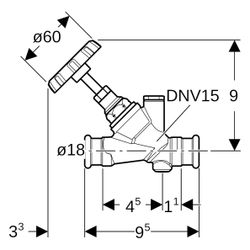 Geberit Mapress Schrägsitz-Absperrventil Außendurchmesser 18mm, 10 bar... GEBERIT-94883 4024723948834 (Abb. 1)