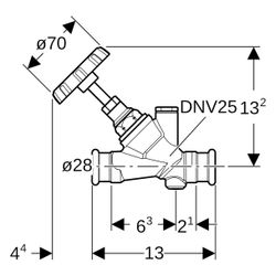 Geberit Mapress Schrägsitz-Absperrventil Außendurchmesser 28mm, 10 bar... GEBERIT-94885 4024723948858 (Abb. 1)