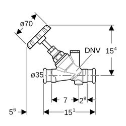 Geberit Mapress Schrägsitz-Absperrventil Außendurchmesser 35mm, 10 bar... GEBERIT-94886 4024723948865 (Abb. 1)