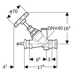 Geberit Mapress Schrägsitz-Absperrventil Außendurchmesser 42mm, 10 bar... GEBERIT-94887 4024723948872 (Abb. 1)