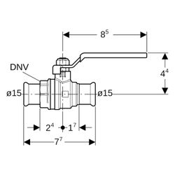 Geberit Mapress Kugelhahn NPW mit Betätigungshebel Außendurchmesser 15mm, 16 bar... GEBERIT-94922 4024723949220 (Abb. 1)