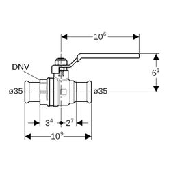 Geberit Mapress Kugelhahn NPW mit Betätigungshebel Außendurchmesser 35mm, 16 bar... GEBERIT-94926 4024723949268 (Abb. 1)