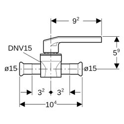 Geberit Mapress Edelstahl Kugelhahn mit Betätigungshebel Außendurchmesser 15mm, 10 bar... GEBERIT-94952 4025410541796 (Abb. 1)