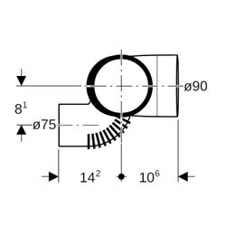 Geberit Silent db20 Schachtbogenabzweig 88,5 Grad rechts d 90mm, d1 90mm, d2 75mm... GEBERIT-308871141 4025416860860 (Abb. 1)