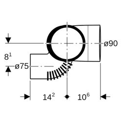 Geberit Silent db20 Schachtbogenabzweig 88,5 Grad rechts D 90mm, D1 90mm, D2 75mm... GEBERIT-308871141 4025416860860 (Abb. 1)