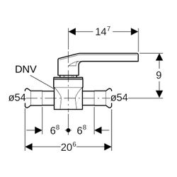 Geberit Mapress Edelstahl Kugelhahn mit Betätigungshebel Außendurchmesser 54mm, 10 bar... GEBERIT-94958 4025410543059 (Abb. 1)