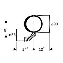 Geberit Silent db20 Schachtbogenabzweig 88,5 Grad rechts d 90mm, d1 90mm, d2 56mm... GEBERIT-308875141 4025410100528 (Abb. 1)