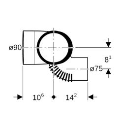 Geberit Silent db20 Schachtbogenabzweig 88,5 Grad links d 90mm, d1 90mm, d2 75mm... GEBERIT-308872141 4025416860877 (Abb. 1)