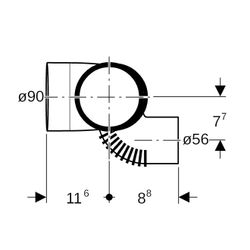 Geberit Silent db20 Schachtbogenabzweig 88,5 Grad links, 110x90x56mm... GEBERIT-310874141 4025410100504 (Abb. 1)
