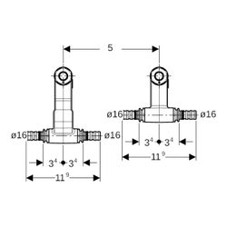 Geberit Mepla Set Anschluss-T-Stücke für Vor-/Rücklauf, mit Anschlussverschraubung d... GEBERIT-611361227 4025410584960 (Abb. 1)