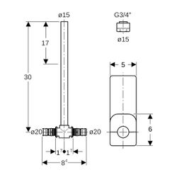 Geberit Mepla Metallrohr-Anschluss-T-Stück, Dämmbox, Anschlussverschraubung für Euro... GEBERIT-612362227 4025410584694 (Abb. 1)