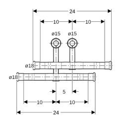 Geberit Mapress Kupfer Set Anschluss-T-Stücke für Vor-/Rücklauf, Anschlussverschraubung ... GEBERIT-24056 4025410584892 (Abb. 1)