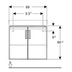 Geberit Renova Compact Unterschrank, Eckwaschtisch, 2 Türen, 69x60,4x55cm, Weiß lack... GEBERIT-862150000 4022009327502 (Abb. 1)
