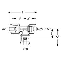 Geberit PushFit Übergangs-T-Stück mit MasterFix, Abzweig, d 20mm, d1 20mm, Rotguss b... GEBERIT-651503001 4025416280873 (Abb. 1)