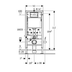 Geberit Duofix Basic Element für Wand-WC 112cm, für Trockenbau, mit Delta Unterputzs... GEBERIT-458103001 4025416758877 (Abb. 1)