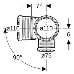 Geberit Silent-PP Kombibogeneckabzweig 87,5 Grad rechts D 110mm, D1 110mm, D2 75mm... GEBERIT-390560141 4025416200017 (Abb. 1)